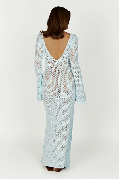 Textured Knit Beach Dress with Front Opening