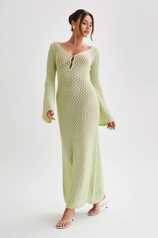 Textured Knit Beach Dress with Front Opening