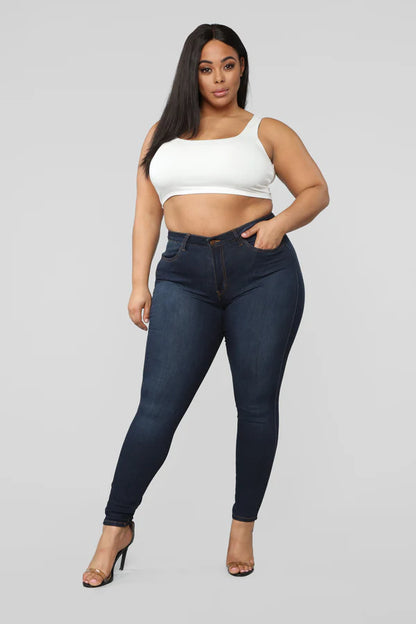 Classic Mid Rise Skinny Jeans Plus Size Navy