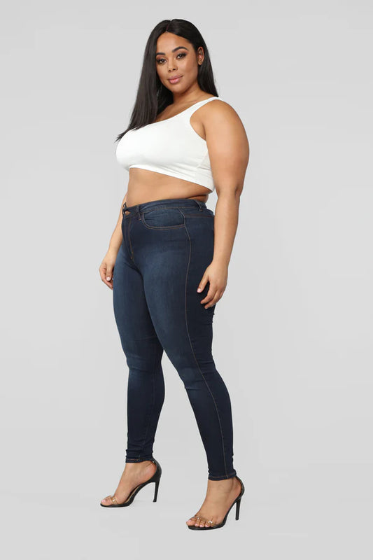 Classic Mid Rise Skinny Jeans Plus Size Navy