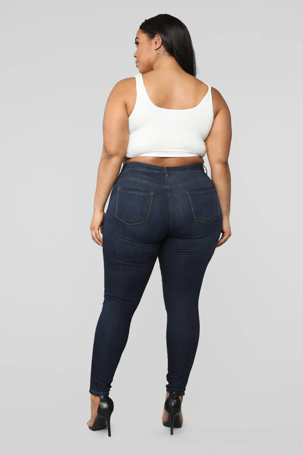Classic Mid Rise Skinny Jeans Plus Size Navy