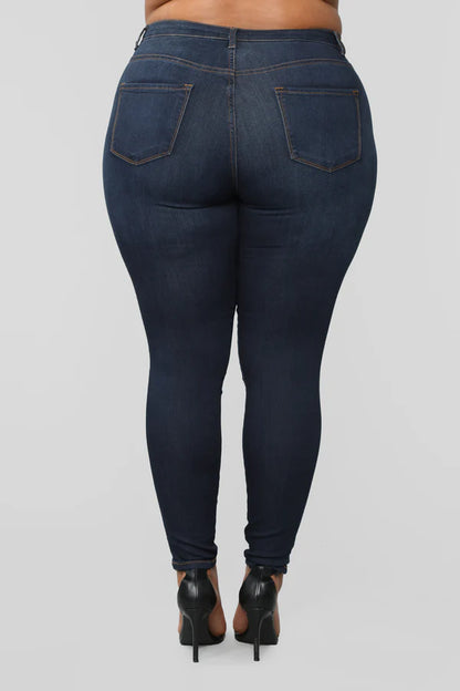 Classic Mid Rise Skinny Jeans Plus Size Navy
