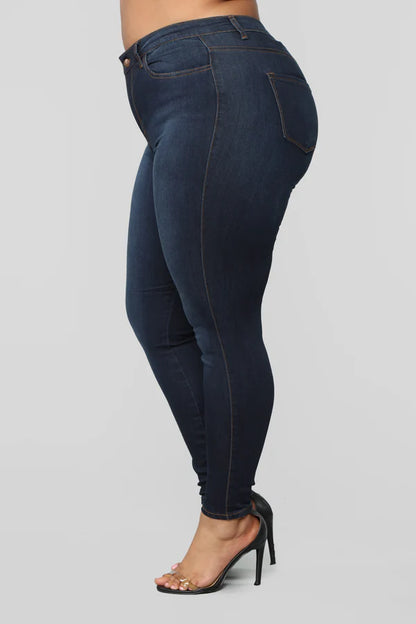 Classic Mid Rise Skinny Jeans Plus Size Navy