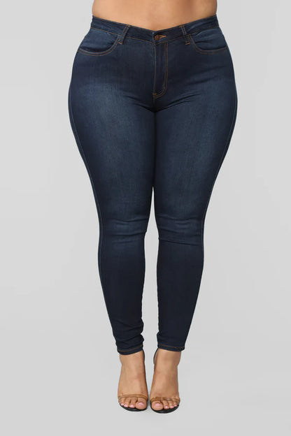 Classic Mid Rise Skinny Jeans Plus Size Navy