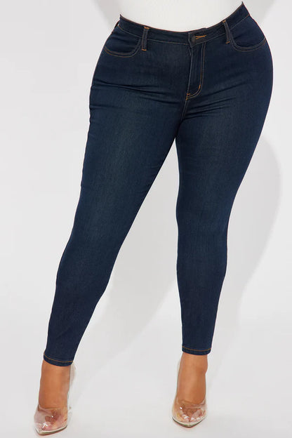 Classic Mid Rise Skinny Jeans Plus Size Navy