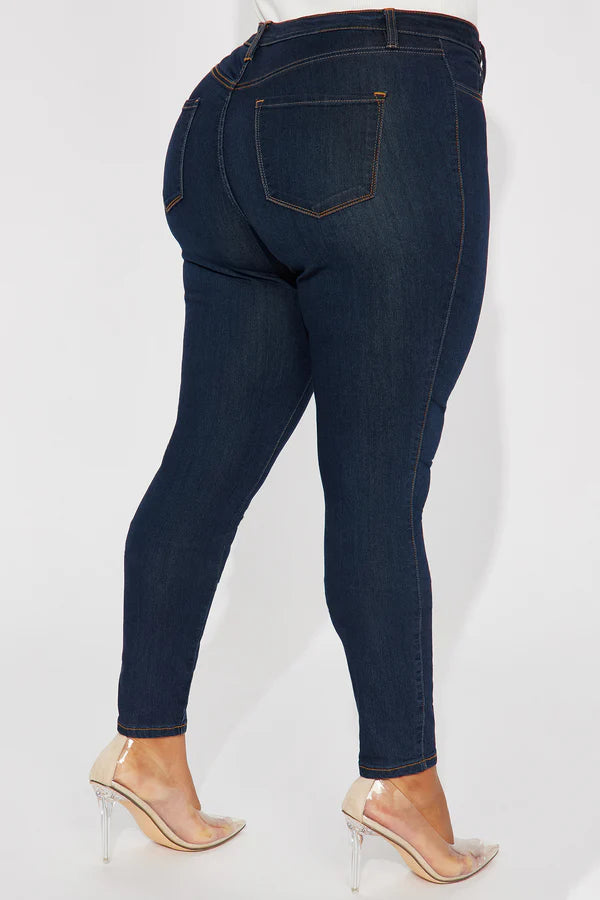 Classic Mid Rise Skinny Jeans Plus Size Navy
