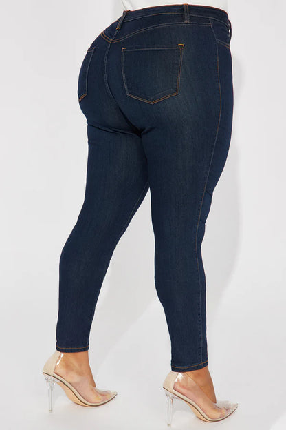 Classic Mid Rise Skinny Jeans Plus Size Navy