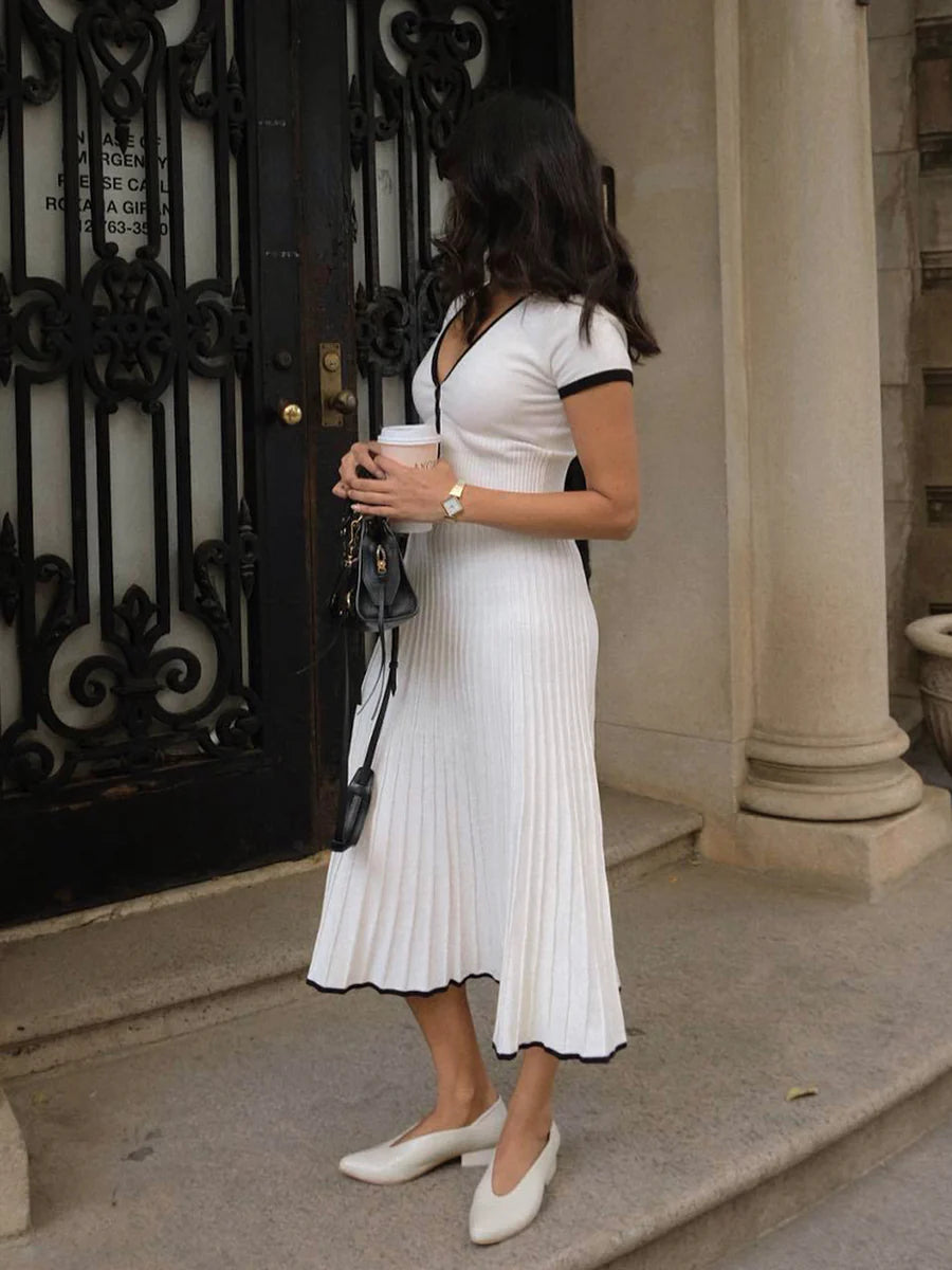 Trim Sweater Skirt Set