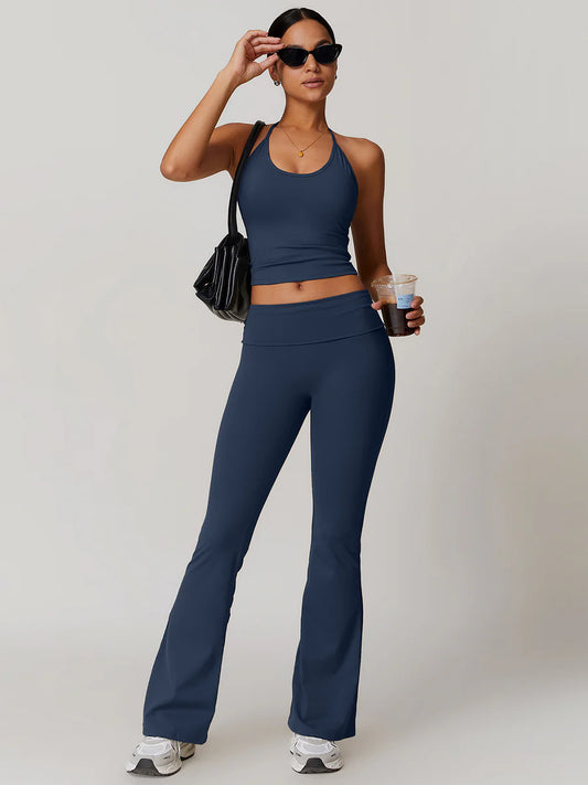 Lace Up Wide Active Pants Set