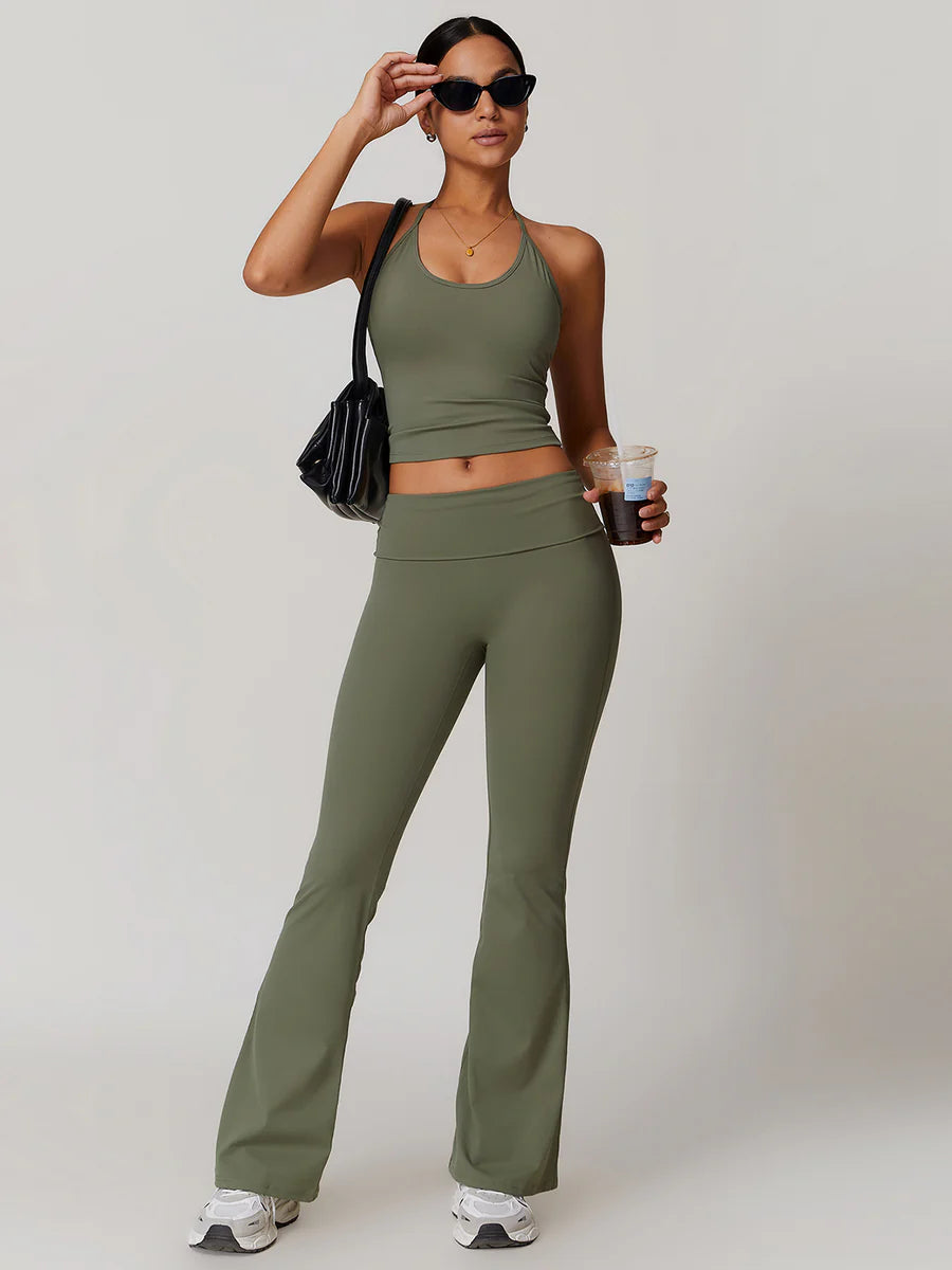 Lace Up Wide Active Pants Set