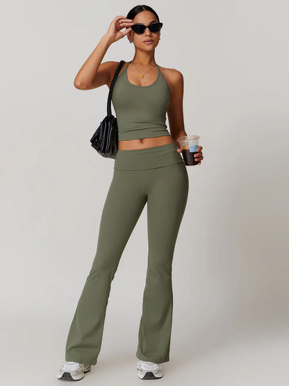 Lace Up Wide Active Pants Set