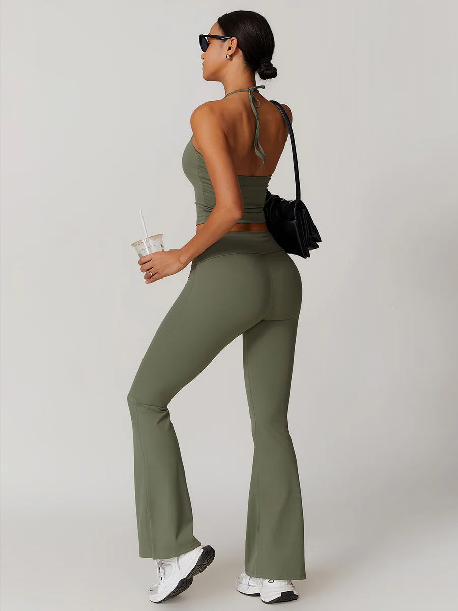 Lace Up Wide Active Pants Set