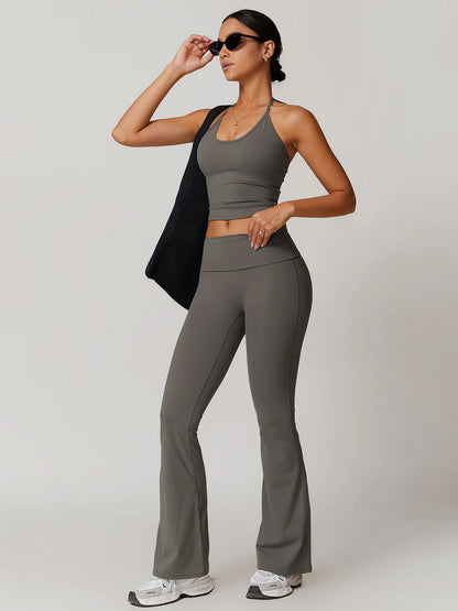 Lace Up Wide Active Pants Set
