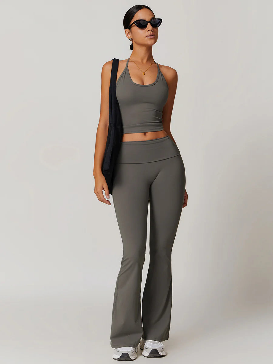 Lace Up Wide Active Pants Set