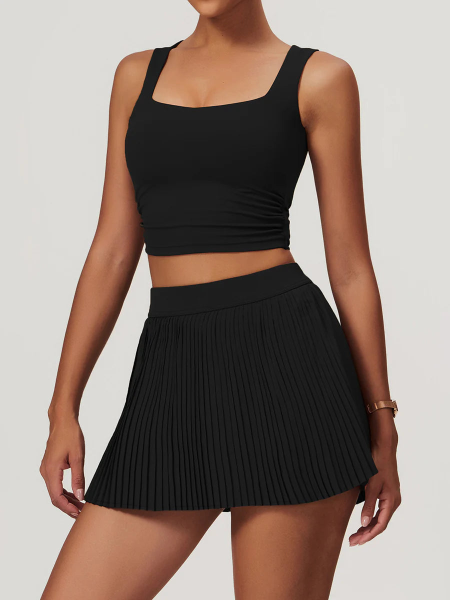 Pleated Pocket Active Skirt Set