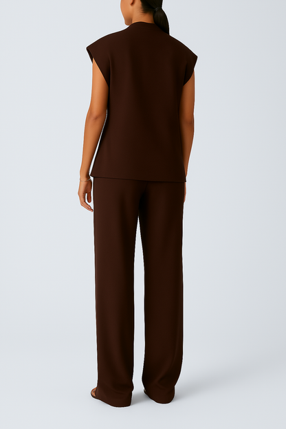 Sleeveless Blazer & Wide-Leg Trousers Set