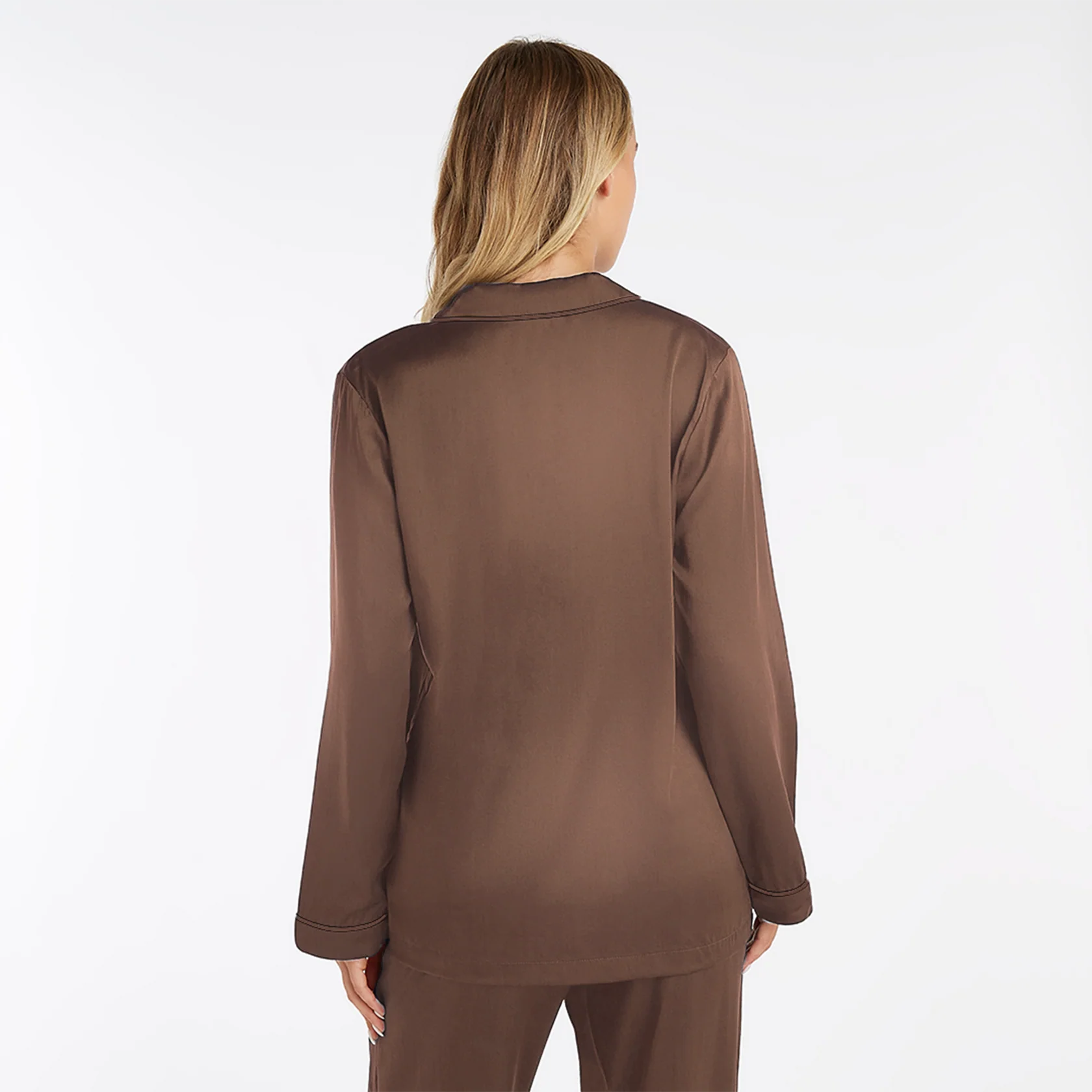 Premium Silk PJ Set - Chocolate Brown