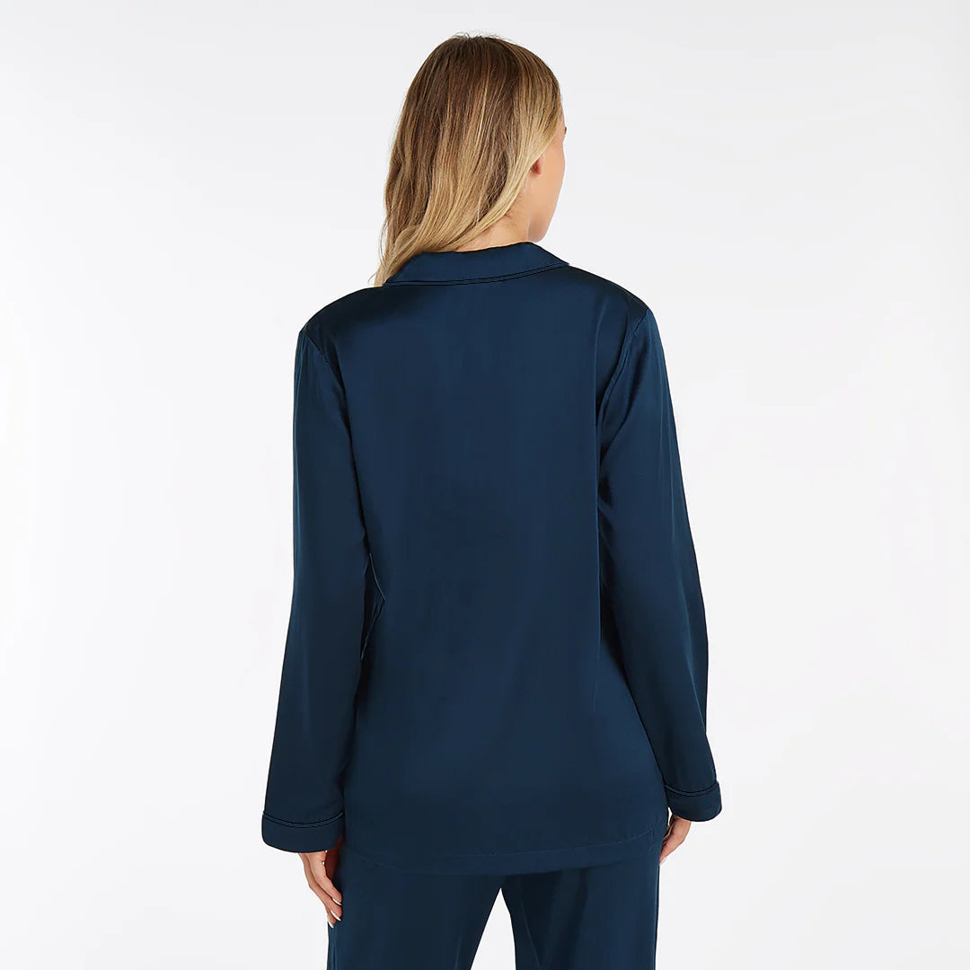 Premium Silk PJ Set - Midnight Blue