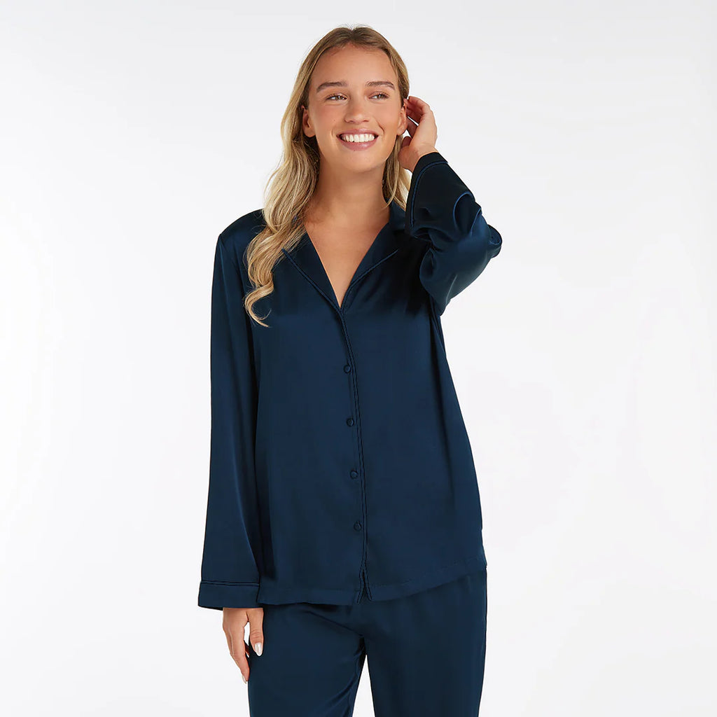 Premium Silk PJ Set - Midnight Blue