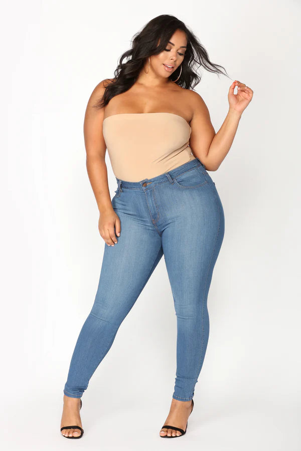 Classic Mid Rise Skinny Jeans Plus Size Denim