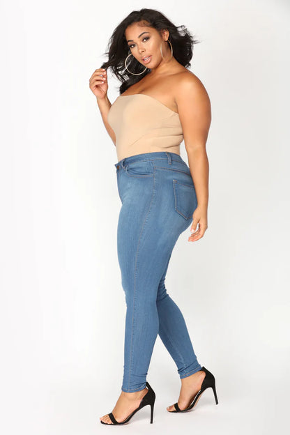 Classic Mid Rise Skinny Jeans Plus Size Denim