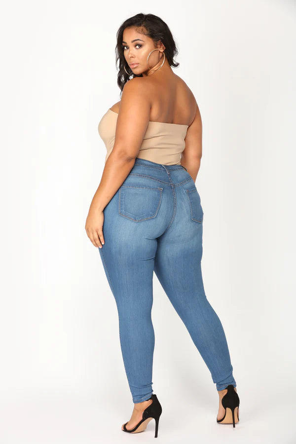 Classic Mid Rise Skinny Jeans Plus Size Denim
