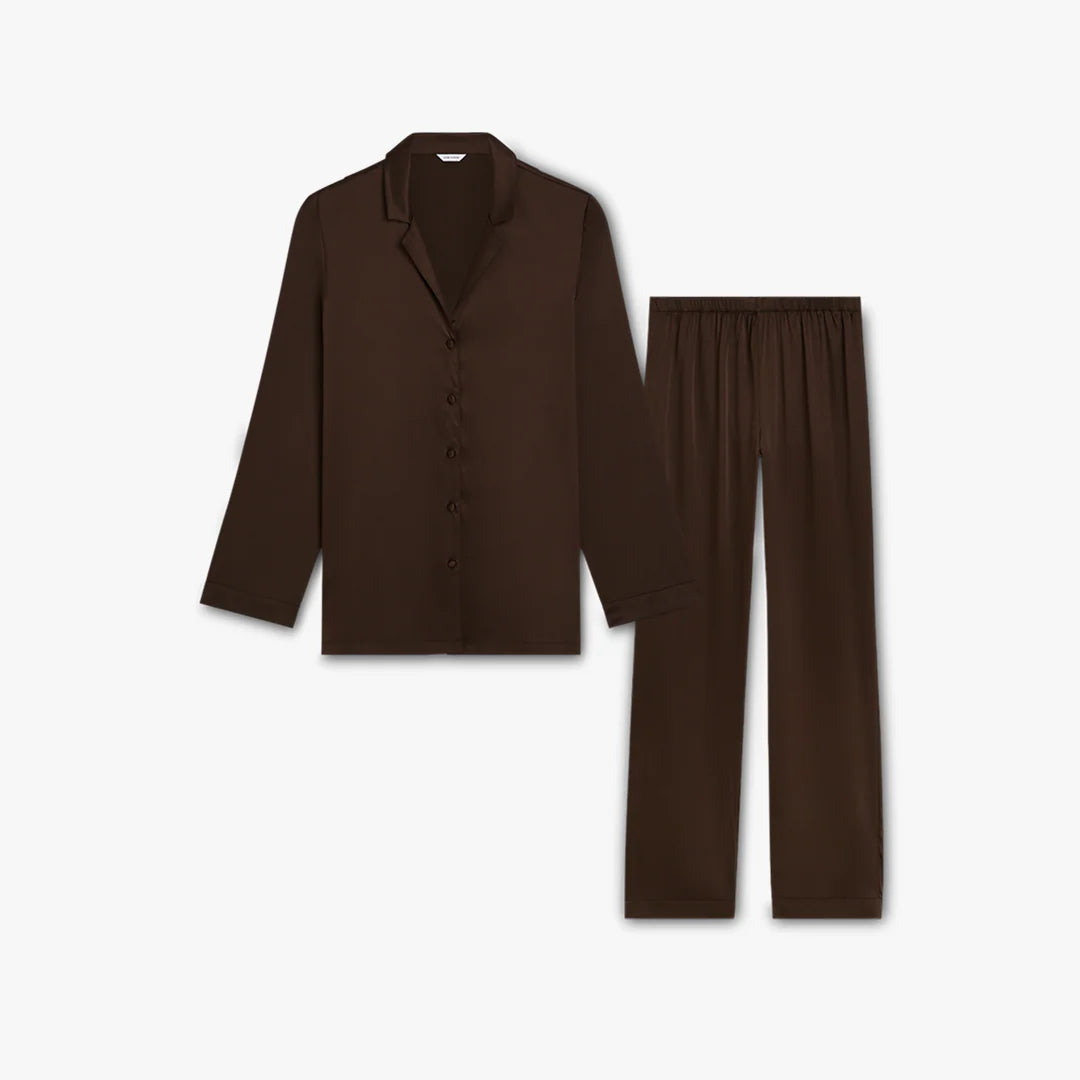 Premium Silk PJ Set - Chocolate Brown